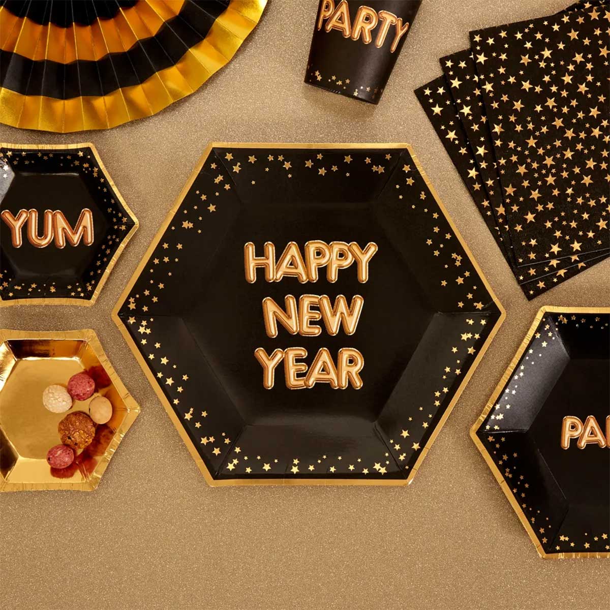 Тарелка Гламур Black&Gold HNY 27см 8шт/N