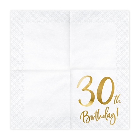 Салфетка 30th Birthday белая 33см20шт/PD