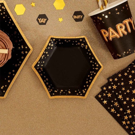 Тарелка Гламур Black & Gold 12см 8шт/N
