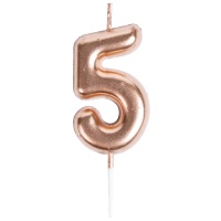 Свеча -цифра "5" Розовое золото 4,5см/V