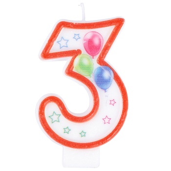 Свеча-цифра "3" Шары 7см/G