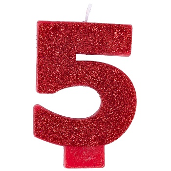 Свеча -цифра "5" Глиттер 8см/A
