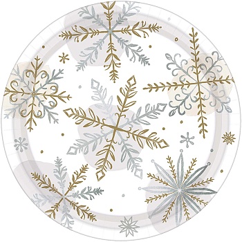 Тарелка Снежинки золот серебр 17см 8шт/А