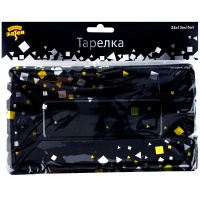 Тарелка Конфетти Party черная 24см 6шт/G