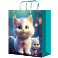 Пакет бум Котик белый 26х33см