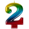 Свеча -цифра "2" Радуга металлик 8см/V