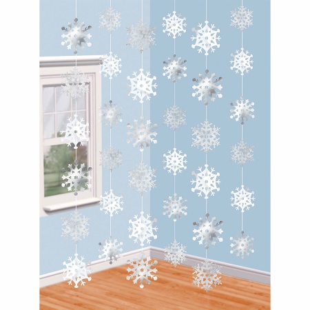 Гирлянда вертикальная Снежинка белая 2м 6шт/А