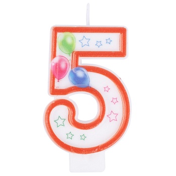 Свеча-цифра "5" Шары 7см/G