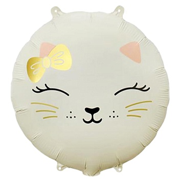 К 18" Кошечка с бантом бежевая