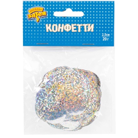 Конфетти Круги фол гологр серебр2,5см20г