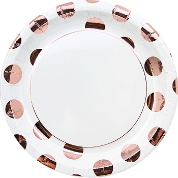 Тарелка Горошек Rose Gold 23см 8шт/Р