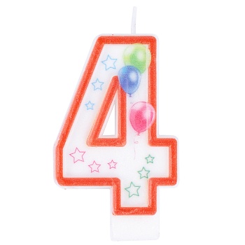 Свеча-цифра "4" Шары 7см/G