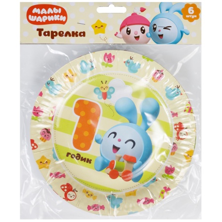 Тарелка бум Малышарики 1ГОДИК 17см 6шт/G
