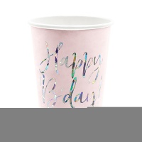 Стакан Happy B'day! розовый 220мл 6шт/PD