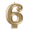 Свеча -цифра "6" Золотая 8см/V
