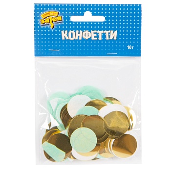Конфетти Круги тишью,фольг Мятн/зол10грG