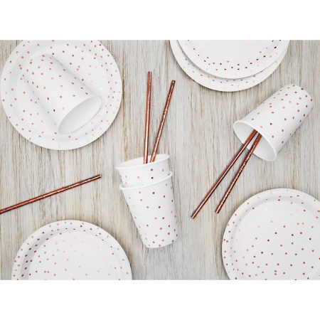 Тарелка Горошек RoseGold белая 18см6штPD