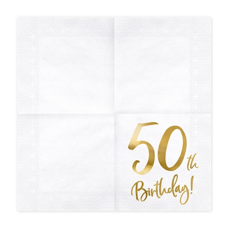 Салфетка 50th Birthday белая 33см20шт/PD