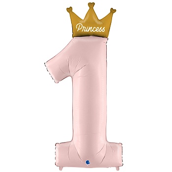 Г ЦИФРА 1 46" PRINCESS с короной розов