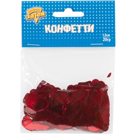Конфетти Сердца фольг красные 1,5см20грG