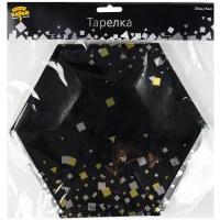 Тарелка Конфетти Party черная 25см 6штG