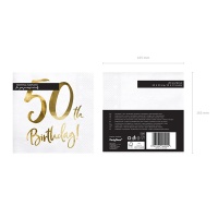 Салфетка 50th Birthday белая 33см20шт/PD