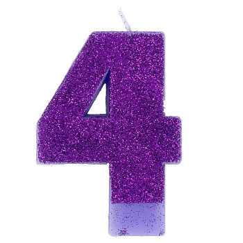 Свеча -цифра "4" Глиттер 8см/A