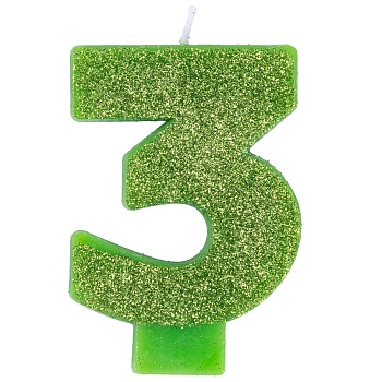Свеча -цифра "3" Глиттер 8см/A