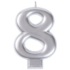 Свеча -цифра "8" Серебряная 8см/V
