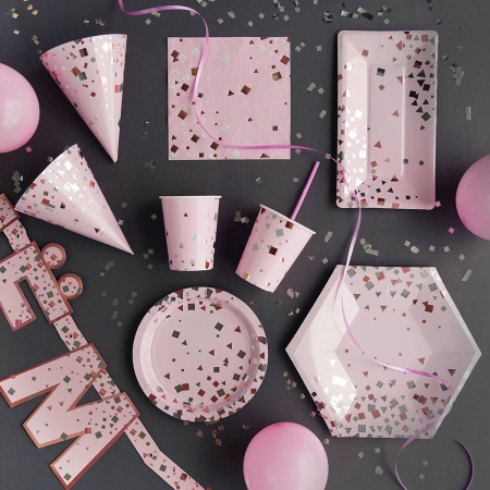 Тарелка Конфетти Party розовая 17см 6штG