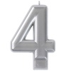 Свеча -цифра "4" Серебряная 8см/V