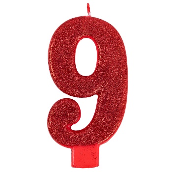 Свеча -цифра "9" Гигант глиттер 13см/A