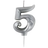 Свеча -цифра "5" витая серебро 5см