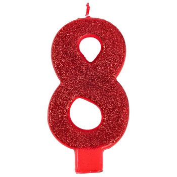 Свеча -цифра "8" Гигант глиттер 13см/A