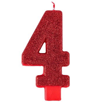 Свеча -цифра "4" Гигант глиттер 13см/A