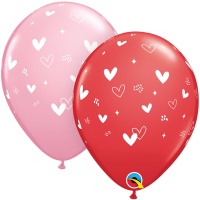 Шелк 11" Сердца Red Pink/Q