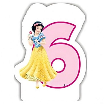 Свеча-цифра "6" Принцессы 6см/Р