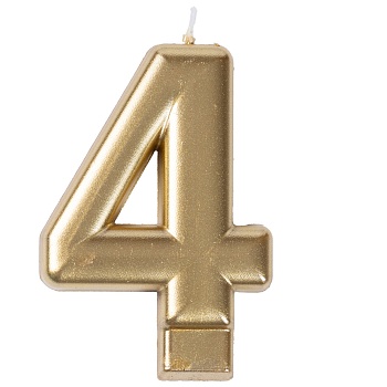 Свеча -цифра "4" Золотая 8см/V