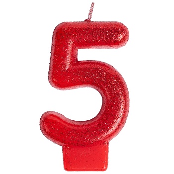 Свеча -цифра "5" Блестящая 7,6см/V